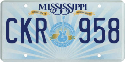 MS license plate CKR958