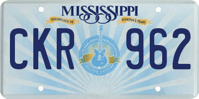 MS license plate CKR962