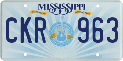 MS license plate CKR963