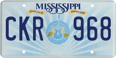 MS license plate CKR968