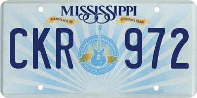 MS license plate CKR972