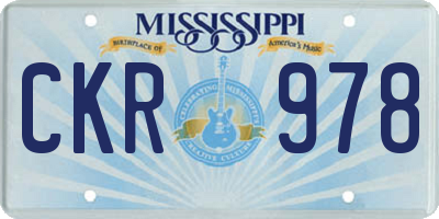 MS license plate CKR978