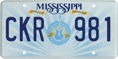 MS license plate CKR981