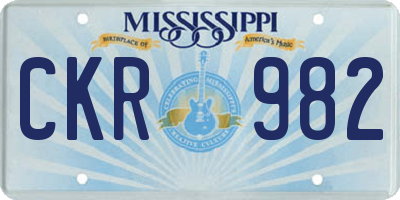 MS license plate CKR982