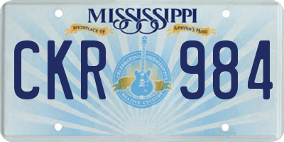 MS license plate CKR984
