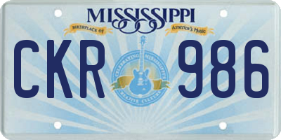 MS license plate CKR986