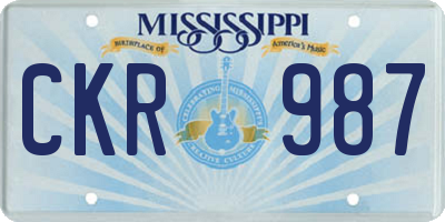 MS license plate CKR987