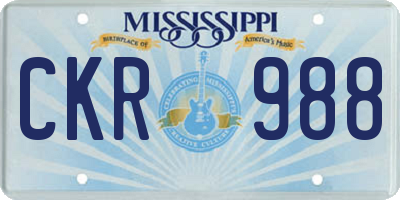 MS license plate CKR988