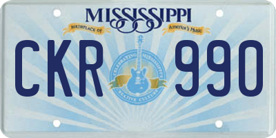 MS license plate CKR990