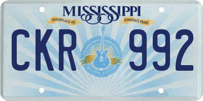 MS license plate CKR992