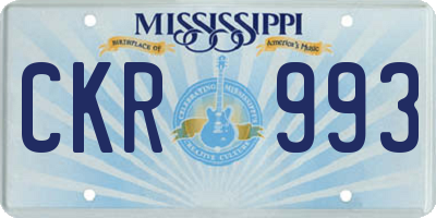 MS license plate CKR993