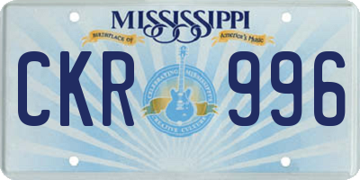 MS license plate CKR996
