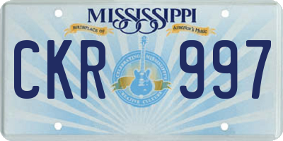MS license plate CKR997