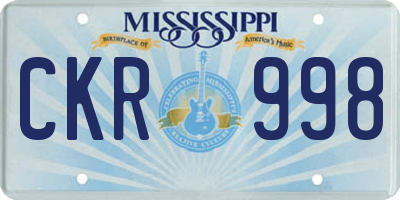 MS license plate CKR998