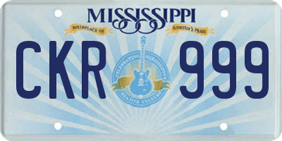 MS license plate CKR999