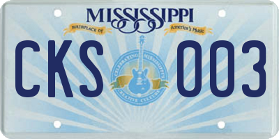 MS license plate CKS003