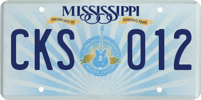 MS license plate CKS012