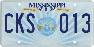 MS license plate CKS013