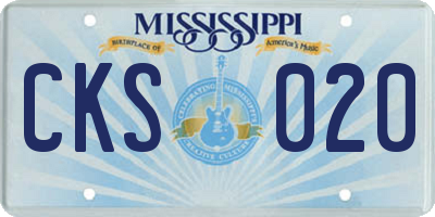 MS license plate CKS020