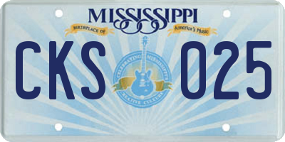 MS license plate CKS025