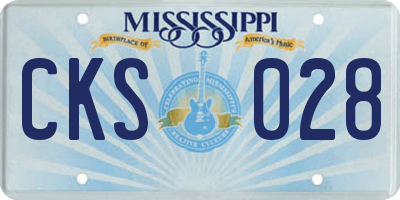 MS license plate CKS028