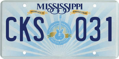 MS license plate CKS031