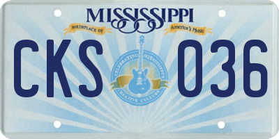 MS license plate CKS036