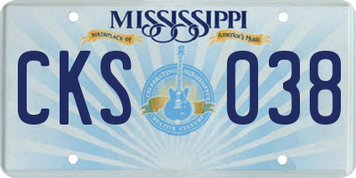 MS license plate CKS038