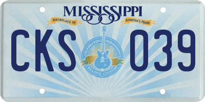 MS license plate CKS039