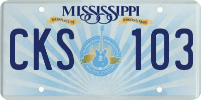MS license plate CKS103