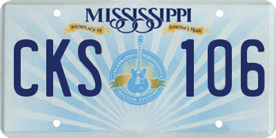 MS license plate CKS106