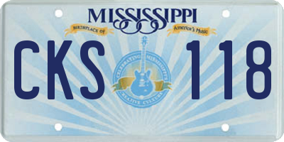 MS license plate CKS118