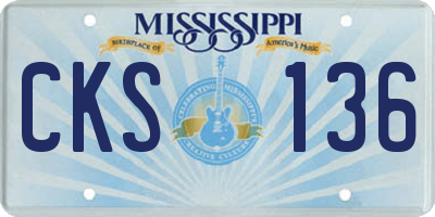 MS license plate CKS136