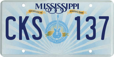 MS license plate CKS137