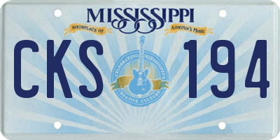 MS license plate CKS194