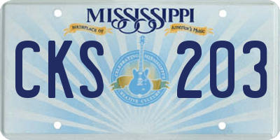 MS license plate CKS203