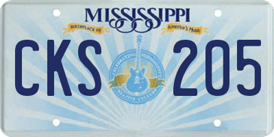 MS license plate CKS205