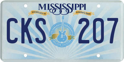 MS license plate CKS207