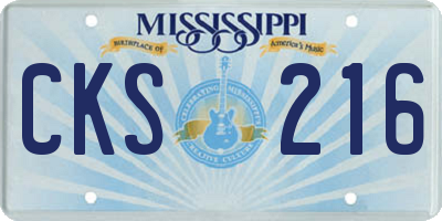 MS license plate CKS216