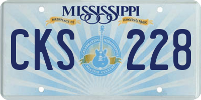 MS license plate CKS228