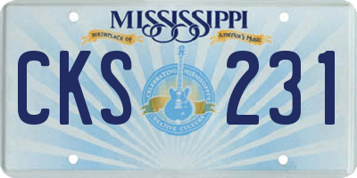 MS license plate CKS231