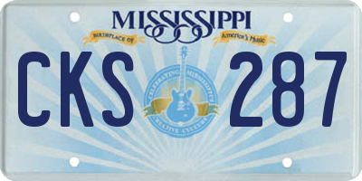 MS license plate CKS287