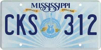 MS license plate CKS312