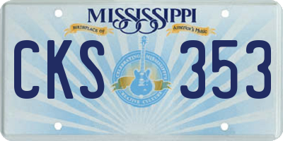 MS license plate CKS353