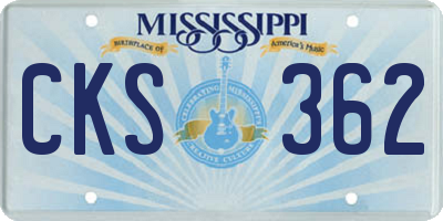 MS license plate CKS362