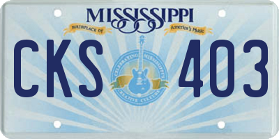MS license plate CKS403