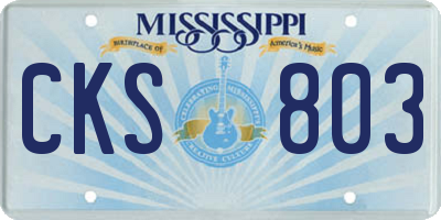 MS license plate CKS803