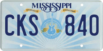 MS license plate CKS840