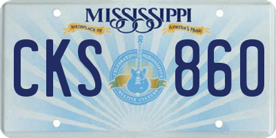 MS license plate CKS860
