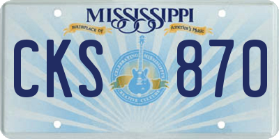 MS license plate CKS870